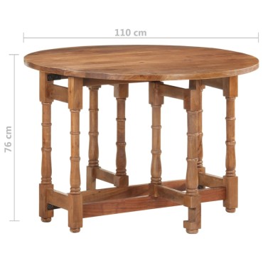 vidaXL Τραπεζαρία Στρογγυλή 110x76cm από Μασίφ Ξύλο Μάνγκο 1 τεμ.