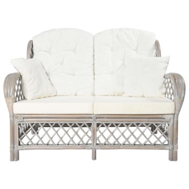 vidaXL Καναπές Διθέσιος Γκρι από Ρατάν 125x80x90cm 1 τεμ.