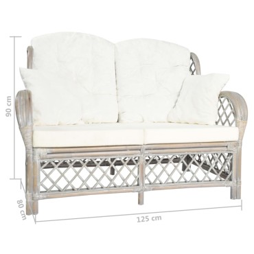 vidaXL Καναπές Διθέσιος Γκρι από Ρατάν 125x80x90cm 1 τεμ.