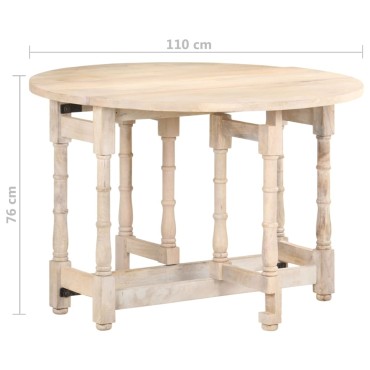 vidaXL Τραπεζαρία Στρογγυλή 110x76cm από Μασίφ Ξύλο Μάνγκο 1 τεμ.