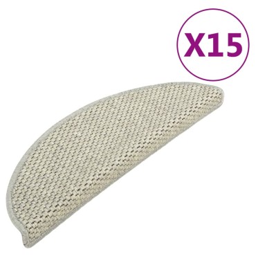 vidaXL Πατάκια Σκάλας Αυτοκόλλητα 15τεμ. Όψη Σιζάλ Αν. Πρ. 65x21x4εκ.