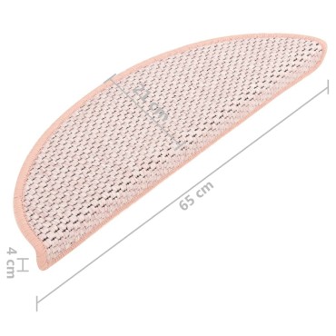vidaXL Πατάκια Σκάλας Αυτοκόλ. 15 τεμ. Όψη Σιζάλ 65x21x4 εκ. Ροζ