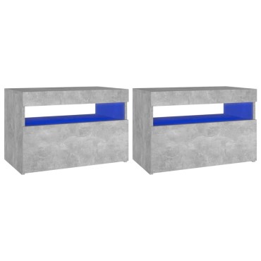 vidaXL Έπιπλα Τηλεόρασης με LED 2 τεμ. Γκρι Σκυροδέματος 60x35x40cm