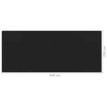 vidaXL Χαλί Σκηνής Μαύρο 250 x 600 εκ.
