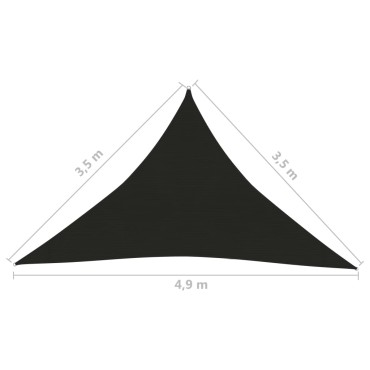 vidaXL Πανί Σκίασης Μαύρο 3,5 x 3,5 x 4,9 μ. από HDPE 160 γρ./μ²