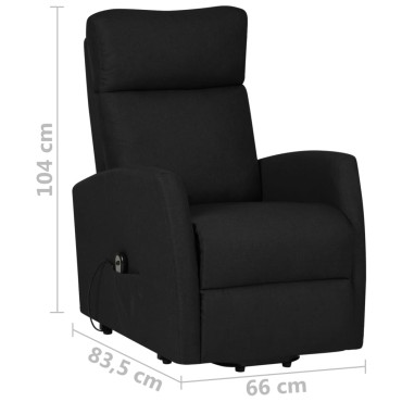 vidaXL Πολυθρόνα με Ανύψωση Μαύρη Υφασμάτινη 65x97x104,5cm 1 τεμ.
