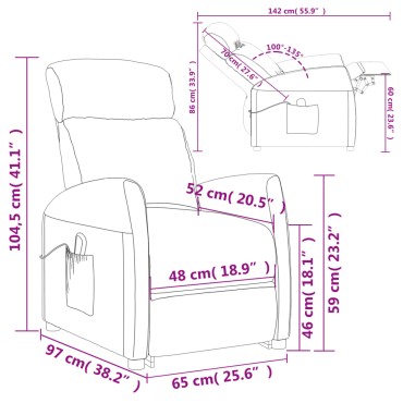 vidaXL Πολυθρόνα με Ανύψωση Μοβ Υφασμάτινη 65x97x104,5cm 1 τεμ.