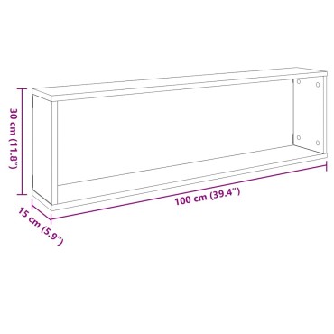 vidaXL Ράφια Κύβοι Τοίχου 2 τεμ. Λευκά 100x15x30cm Επεξ. Ξύλο