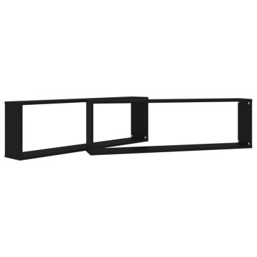 vidaXL Ράφια Κύβοι Τοίχου 2 τεμ. Μαύρα 100x15x30cm Επεξ. Ξύλο