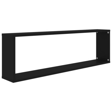 vidaXL Ράφια Κύβοι Τοίχου 2 τεμ. Μαύρα 100x15x30cm Επεξ. Ξύλο