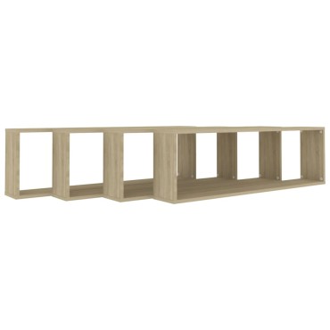 vidaXL Ράφια Κύβοι Τοίχου 4 τεμ. Sonoma Δρυς 100x15x30cm Επεξ. Ξύλο