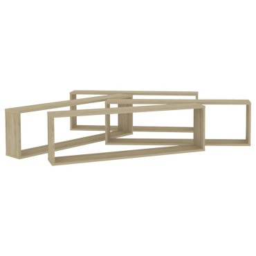 vidaXL Ράφια Κύβοι Τοίχου 4 τεμ. Sonoma Δρυς 100x15x30cm Επεξ. Ξύλο
