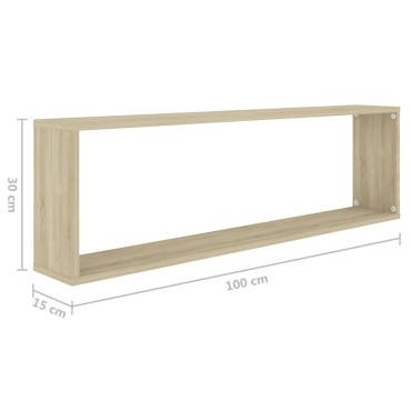 vidaXL Ράφια Κύβοι Τοίχου 4 τεμ. Sonoma Δρυς 100x15x30cm Επεξ. Ξύλο