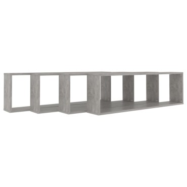 vidaXL Ράφια Κύβοι Τοίχου 2 τεμ. Γκρι Σκυρ. 100x15x30cm Επεξ. Ξύλο