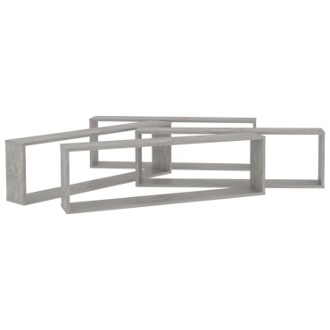 vidaXL Ράφια Κύβοι Τοίχου 2 τεμ. Γκρι Σκυρ. 100x15x30cm Επεξ. Ξύλο