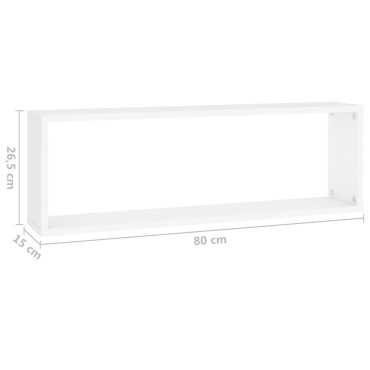 vidaXL Ράφια Κύβοι Τοίχου 4 τεμ. Λευκά 80x15x26,5cm Επεξ. Ξύλο