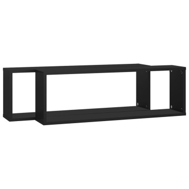 vidaXL Ράφια Κύβοι Τοίχου 2 τεμ. Μαύρα 80x15x26,5cm Επεξ. Ξύλο
