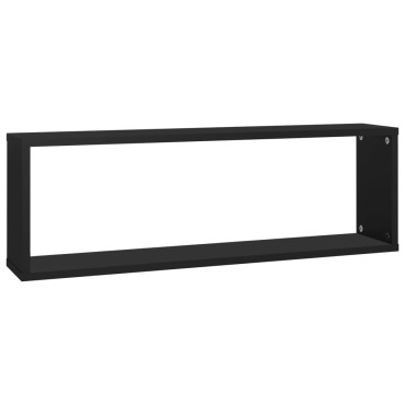 vidaXL Ράφια Κύβοι Τοίχου 2 τεμ. Μαύρα 80x15x26,5cm Επεξ. Ξύλο