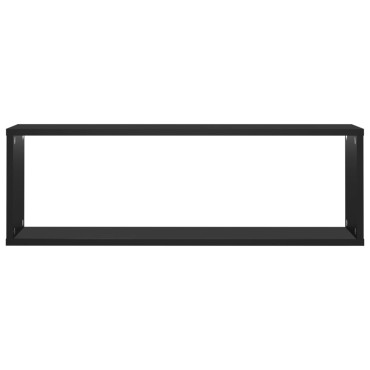 vidaXL Ράφια Κύβοι Τοίχου 2 τεμ. Μαύρα 80x15x26,5cm Επεξ. Ξύλο