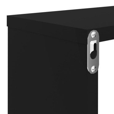 vidaXL Ράφια Κύβοι Τοίχου 2 τεμ. Μαύρα 80x15x26,5cm Επεξ. Ξύλο