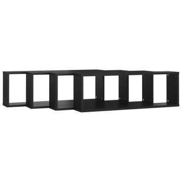 vidaXL Ράφια Κύβοι Τοίχου 4 τεμ. Μαύρα 80x15x26,5cm Επεξ. Ξύλο