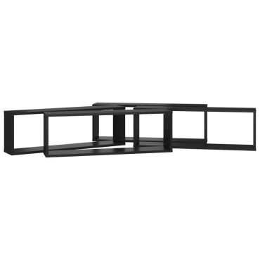 vidaXL Ράφια Κύβοι Τοίχου 4 τεμ. Μαύρα 80x15x26,5cm Επεξ. Ξύλο