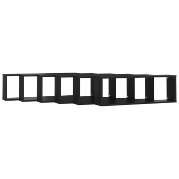 vidaXL Ράφια Κύβοι Τοίχου 6 τεμ. Μαύρα 80x15x26,5cm Μοριοσανίδα