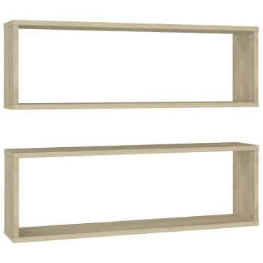 vidaXL Ράφια Κύβοι Τοίχου 2 τεμ. Sonoma Δρυς 80x15x26,5cm Επεξ. Ξύλο