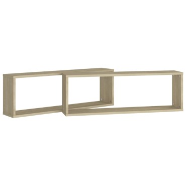 vidaXL Ράφια Κύβοι Τοίχου 2 τεμ. Sonoma Δρυς 80x15x26,5cm Επεξ. Ξύλο