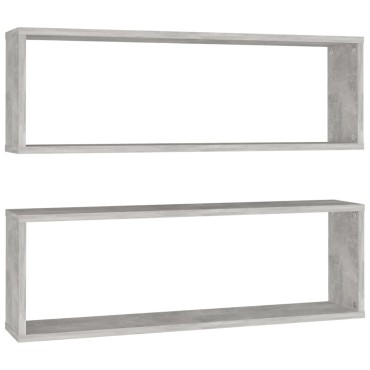 vidaXL Ράφια Κύβοι Τοίχου 2 τεμ. Γκρι Σκυρ. 80x15x26,5cm Επεξ. Ξύλο