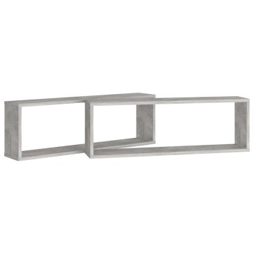 vidaXL Ράφια Κύβοι Τοίχου 2 τεμ. Γκρι Σκυρ. 80x15x26,5cm Επεξ. Ξύλο