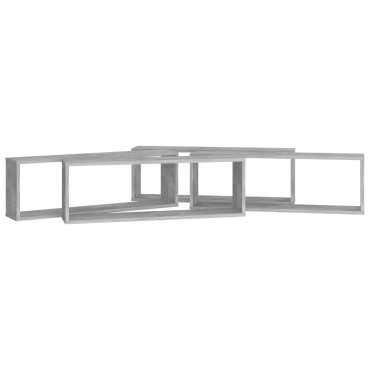 vidaXL Ράφια Κύβοι Τοίχου 4 τεμ. Γκρι Σκυρ. 80x15x26,5cm Επεξ. Ξύλο