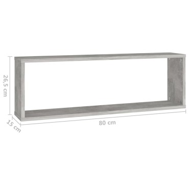 vidaXL Ράφια Κύβοι Τοίχου 4 τεμ. Γκρι Σκυρ. 80x15x26,5cm Επεξ. Ξύλο
