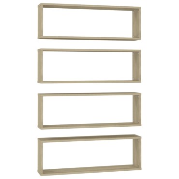 vidaXL Ράφια Κύβοι Τοίχου 4 τεμ. Sonoma Δρυς 80x15x26,5cm Επεξ. Ξύλο