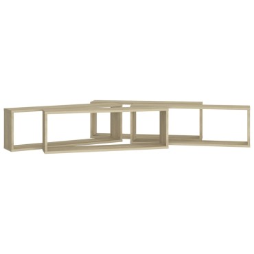 vidaXL Ράφια Κύβοι Τοίχου 4 τεμ. Sonoma Δρυς 80x15x26,5cm Επεξ. Ξύλο