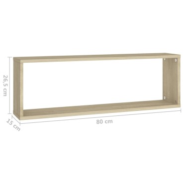 vidaXL Ράφια Κύβοι Τοίχου 4 τεμ. Sonoma Δρυς 80x15x26,5cm Επεξ. Ξύλο