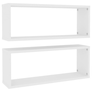 vidaXL Ράφια Κύβοι Τοίχου 2 τεμ. Λευκά 60x15x23cm από Επεξ. Ξύλο