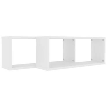vidaXL Ράφια Κύβοι Τοίχου 2 τεμ. Λευκά 60x15x23cm από Επεξ. Ξύλο