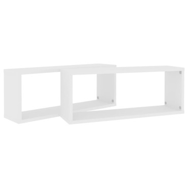 vidaXL Ράφια Κύβοι Τοίχου 2 τεμ. Λευκά 60x15x23cm από Επεξ. Ξύλο