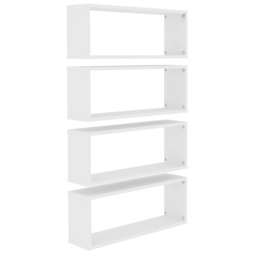 vidaXL Ράφια Κύβοι Τοίχου 4 τεμ. Λευκά 60x15x23cm από Επεξ. Ξύλο