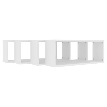 vidaXL Ράφια Κύβοι Τοίχου 4 τεμ. Λευκά 60x15x23cm από Επεξ. Ξύλο