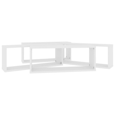 vidaXL Ράφια Κύβοι Τοίχου 4 τεμ. Λευκά 60x15x23cm από Επεξ. Ξύλο