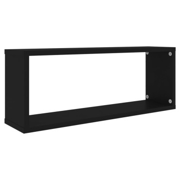 vidaXL Ράφια Κύβοι Τοίχου 2 τεμ. Μαύρα 60x15x23cm από Επεξ. Ξύλο