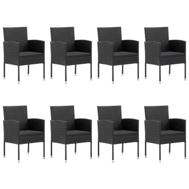 vidaXL Σετ Τραπεζαρίας Κήπου 9 τεμ. Μαύρο 52x56x88cm