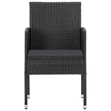 vidaXL Σετ Τραπεζαρίας Κήπου 9 τεμ. Μαύρο 52x56x88cm