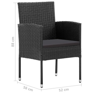 vidaXL Σετ Τραπεζαρίας Κήπου 9 τεμ. Μαύρο 52x56x88cm