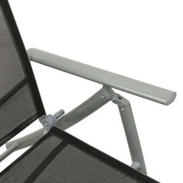 vidaXL Ξαπλώστρα Πτυσσόμενη Μαύρη και Ασημί από Αλουμίνιο/Textilene 178x61,5x60cm 1 τεμ.