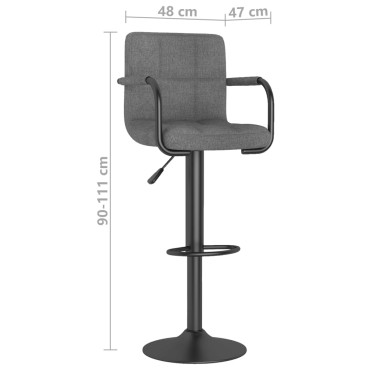vidaXL Σκαμπό Μπαρ Ανοιχτό Γκρι Υφασμάτινο 48x47x(90-111)cm 1 τεμ.