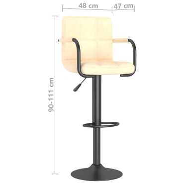 vidaXL Σκαμπό Μπαρ 2 τεμ. Κρεμ Βελούδινα 48x47x(90-111)cm