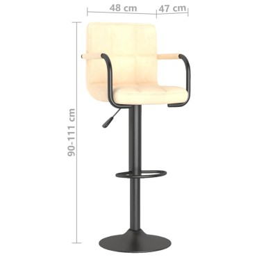 vidaXL Σκαμπό Μπαρ 2 τεμ. Κρεμ Βελούδινα 48x47x(90-111)cm
